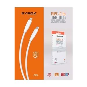 Syrox C115 Lightning Hızlı Şarj ve Data Kablosu 1mt 3.0A 18W Beyaz