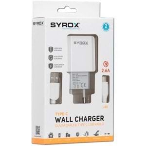 Syrox J48 Type-C Girişli 2.6A Hızlı Şarj Seti