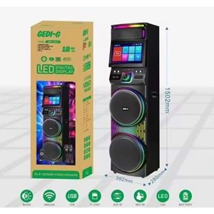 Gedi-G GD-1417 Android Ekranlı Led Işıklı Kablosuz Bluetooth Hoparlör