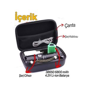 Everton RT-180 Uzun Menzil Zoom Powerbank Özellikli 50W 1.000 Lümen Şarjlı El Feneri