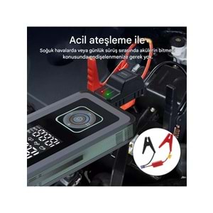 Cepini CP-11 Şarjlı Pompa, Akü Takviyesi, Fener, Powerbank Özellikli, Taşınabilir Kompresör, Araç Pompası