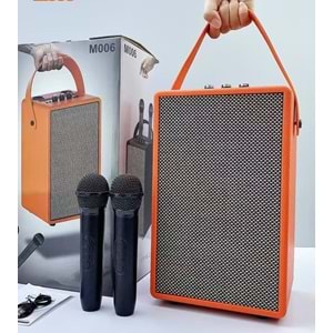 Avc M-006 mikrafonlu bluetooth karaoke taşınabilir hoparlör - Turuncu