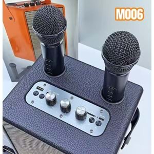 Avc M-006 mikrafonlu bluetooth karaoke taşınabilir hoparlör - SİYAH
