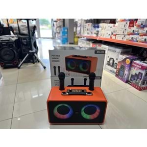 Avc M4408 mikrafonlu bluetooth karaoke taşınabilir hoparlör - Turuncu