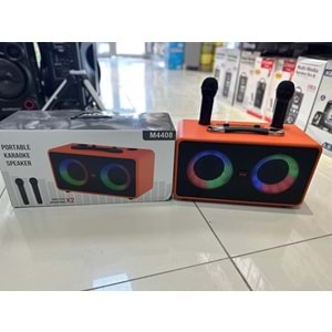 Avc M4408 mikrafonlu bluetooth karaoke taşınabilir hoparlör - Turuncu