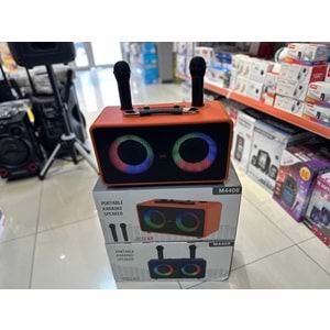 Avc M4408 mikrafonlu bluetooth karaoke taşınabilir hoparlör - Turuncu
