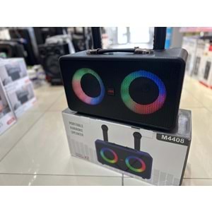 Avc M4408 mikrafonlu bluetooth karaoke taşınabilir hoparlör - Siyah