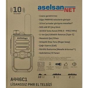 Aselsan A446C1 Tekli 16 Kanal 10km pmr 446 El Telsizi