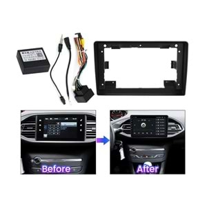 Peugeot 308 308S - T9 2013-2017 9 inç Multimedya Çerçevesi - Canbuslı