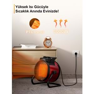 Auhma AT1H 3.000W Elektrikli Isıtıcı Fan