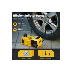 Auhma AHJ-01 5 Ton Elektrikli Hidrolik Kriko Seti - Hava Pompası 4'ü 1 Arada Araba Tamir Kiti