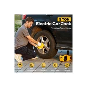 Auhma AHJ-01 5 Ton Elektrikli Hidrolik Kriko Seti - Hava Pompası 4'ü 1 Arada Araba Tamir Kiti