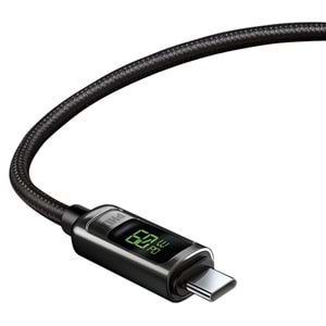 Phixi Ultimate UPD4160T 60w Lcd Ekranlı Metal Başlıklı Hasır Örgü Type-c To Type-c Hızlı Şarj Ve Data Kablosu