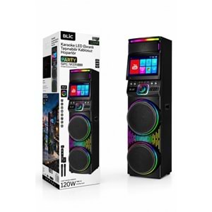 Blic BLS-82 Android LED Ekranlı Parti Hoparlörü 12 Inç RGB Taşınabilir Bluetooth Ses Sistemi