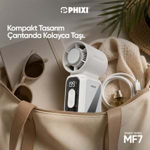 Phixi Smart MF7 3700 mAh 199 Kademeli Dijital Göstergeli Type-C Şarjlı Taşınabilir Mini Fan