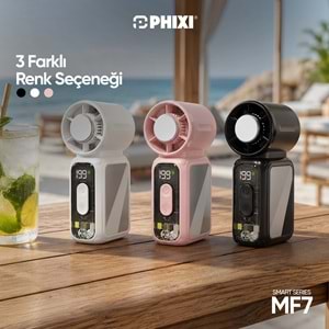Phixi Smart MF7 3700 mAh 199 Kademeli Dijital Göstergeli Type-C Şarjlı Taşınabilir Mini Fan