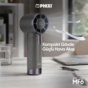 Phixi Smart MF6 199 Kademeli Dijital Göstergeli Şarjlı Taşınabilir Mini Fan