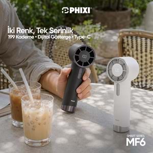 Phixi Smart MF6 199 Kademeli Dijital Göstergeli Şarjlı Taşınabilir Mini Fan