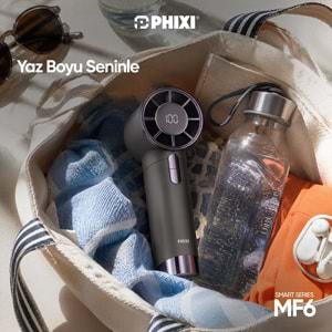 Phixi Smart MF6 199 Kademeli Dijital Göstergeli Şarjlı Taşınabilir Mini Fan