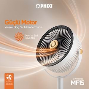 Phixi Smart MF15 5 Hız Kademeli Ayarlanabilir Boyutlu Aroma Hazneli Şarjlı Fan