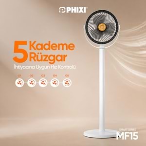 Phixi Smart MF15 5 Hız Kademeli Ayarlanabilir Boyutlu Aroma Hazneli Şarjlı Fan