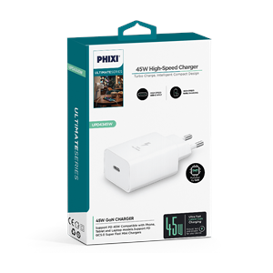 Phixi Ultimate UPD4345 45w PD Çıkışlı Hızlı Şarj Adaptör