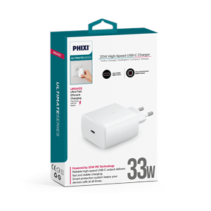 Phixi UPD4133 33W PD Type-C Hızlı Şarj Adaptörü Kompakt USB-C Şarj Cihazı