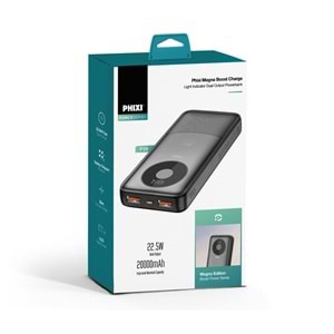 Phixi Force P29 20.000mAh Powerbank 22.5W Hızlı Şarj Dual USB Taşınabilir Şarj Cihazı