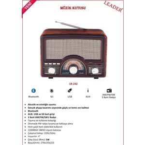 Leader LR-242 Nostaljik Portatif Taşınabilir Radyo