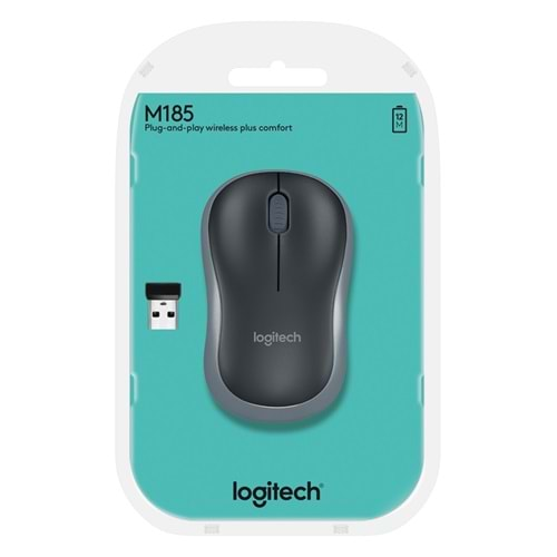 Logitech M185 Usb Alıcılı Kompakt Gri Kablosuz Mouse