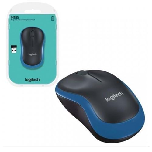 Logitech M185 Usb Alıcılı Kompakt Mavi Kablosuz Mouse