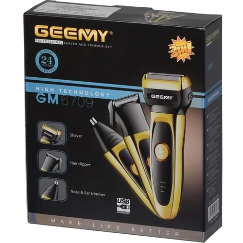 GEEMY GM-6709 3İN1 ŞARJLI ERKEK BAKIM SETİ