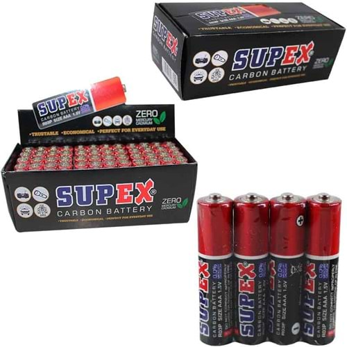 Supex R03 1.5 Volt Çinko Karbon AAA İnce Kalem Pil 2 Lİ