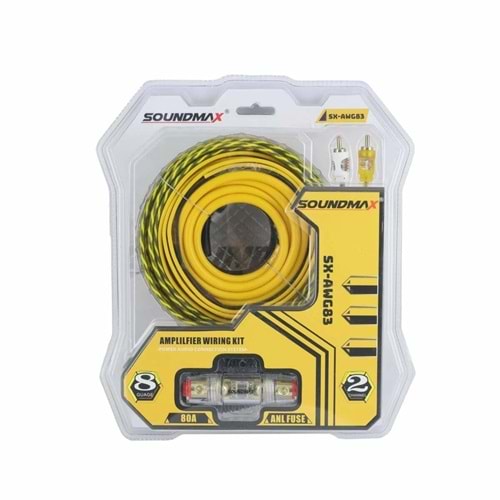Soundmax SX-AWG83 8 GA Oto Anfi Kablo Seti