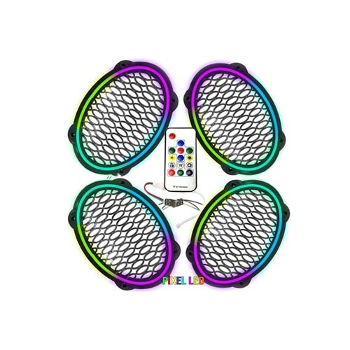 Avc Pixel Ledli Oval Hoparlör Kapak Animasyonlu 4 Adet