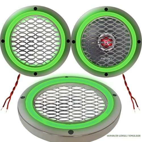 Avc 20cm Krom Ledli Hoparlör Kapak 2 Adet (yeşil)