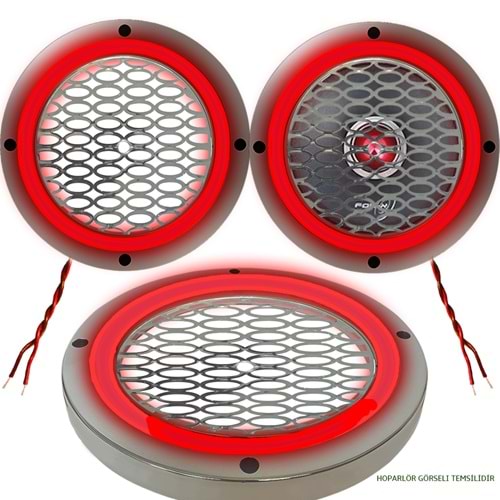 Avc 20cm Krom Ledli Hoparlör Kapak 2 Adet (kırmızı)