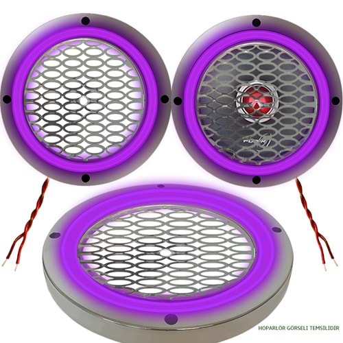 Avc 20cm Krom Ledli Hoparlör Kapak 2 Adet (mor)