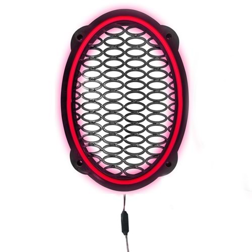 Avc Ledli Flaşörlü Hoparlör Kapak Oval 1 Adet 12V (Kırmızı)