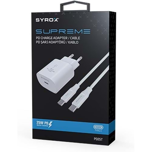 Syrox PD25T Qc3.0 25W Hızlı Şarj Cihazı Şarj Adaptörü