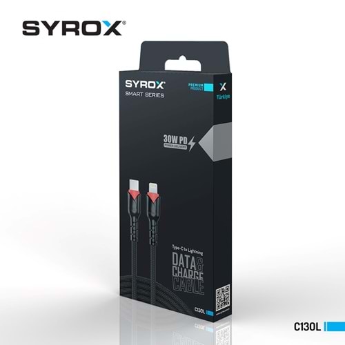 Syrox C130L Type-C to Lightning PD30W Data ve Şarj Kablosu