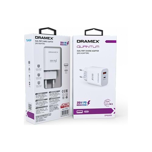 Dramex DPQ20B Quantum Usb+Type-C Qc3.0 Pd 20W Hızlı Şarj Adaptörü