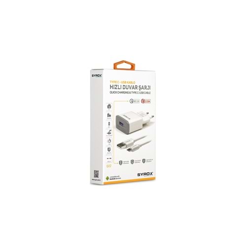 Syrox Q22 Type-C Quıck Şarj Cihazı Seti 2.0 A