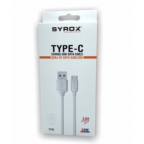 Syrox Syx-C110 Type-C 1MT 18W 3.0 Şarj ve Data Kablosu