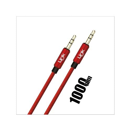 LinkTech A577 Örgülü 3.5mm Jack Aux Kablo-Kırmızı