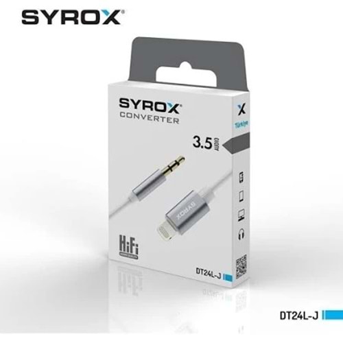 Syrox DT24L-J Lightning to Jack 3.5 mm Kulaklık Dönüştürücü Aux Kablo