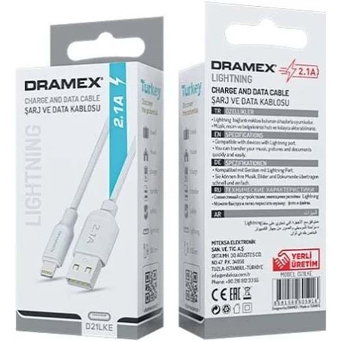 Dramex D21LKE Ligthning 2.0a Şarj Kablosu
