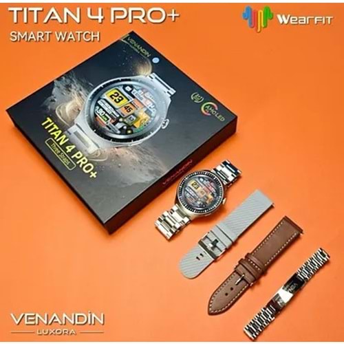 Venandin Luxora Titan 4 Pro+ Amoled Ekran Akıllı Saat - Titanyum Gümüş
