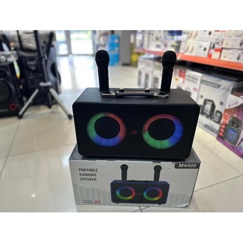 Avc M4408 mikrafonlu bluetooth karaoke taşınabilir hoparlör - Siyah