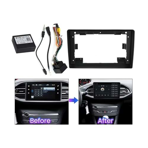 Peugeot 308 308S - T9 2013-2017 9 inç Multimedya Çerçevesi - Canbuslı